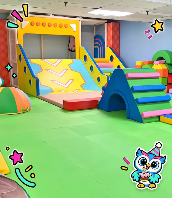 The soft play structure with slides and ramps